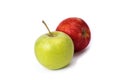 Red and green apple on a white background. Green and red apples juicy on an isolated background.
