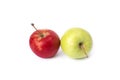 Red and green apple on a white background. Green and red apples juicy on an isolated background.