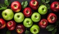 Red and green apples. Background of ripe apples