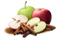 Red and green apples with cinnamon, paths Royalty Free Stock Photo