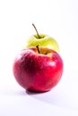 Red Green Apples Together Pair Couple Fruit Fresh Food Delciious White Isolated Background Royalty Free Stock Photo