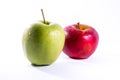 Red Green Apples Together Pair Couple Fruit Fresh Food Delciious White Isolated Background Royalty Free Stock Photo