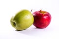 Red Green Apples Together Pair Couple Fruit Fresh Food Delciious White Isolated Background Royalty Free Stock Photo