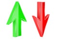 Red and green arrows. 3d UP and DOWN signs Royalty Free Stock Photo