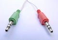 Red green audio plugs Royalty Free Stock Photo