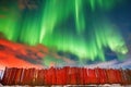 red and green aurora captured during geomagnetic storm