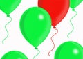 Red and green balloons