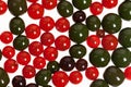 Red and green beads.