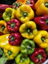 Red and Green peppers at farmers market Royalty Free Stock Photo