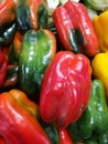 Red and Green peppers at farmers market Royalty Free Stock Photo