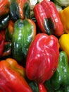 Red and Green peppers at farmers market Royalty Free Stock Photo