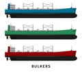 Red green blue bulker cargo ship set.