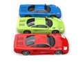 Red, green and blue concept super sports cars - side top view Royalty Free Stock Photo