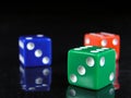 Red, green, and blue dice 2 Royalty Free Stock Photo