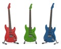 Red green and blue electric guitar Royalty Free Stock Photo