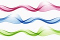 Red, green and blue flow of wavy lines, abstract wave background. Set of vector waves. Royalty Free Stock Photo