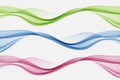 Red, green and blue flow of wavy lines, abstract wave background. Set of vector waves. Royalty Free Stock Photo