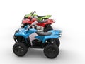 Red, green and blue four wheelers Royalty Free Stock Photo