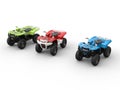 Red, green and blue four wheelers Royalty Free Stock Photo