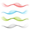 Red, green, blue, gray abstract wave. Set of transparent waves. Royalty Free Stock Photo