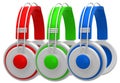 Red, green and blue headphones