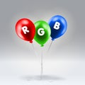 Red Green and Blue inflatable balloons