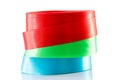 Red Green Blue ribbon Roll isolated Royalty Free Stock Photo