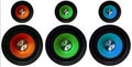 Red, green and blue Speakers on a white background Royalty Free Stock Photo