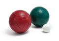 Red Green Bocce Balls and Pallino (Boccino) Royalty Free Stock Photo
