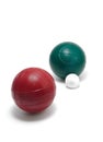 Red & Green Bocce Balls & Pallino(Jack or Boccino) Royalty Free Stock Photo