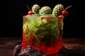 Red green cactus cocktail. Generate Ai Royalty Free Stock Photo