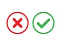 Red and green check mark set. Vector check mark icons.