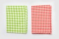 Red and green checked tablecloth isolated on white background. Top view mock up for design Royalty Free Stock Photo