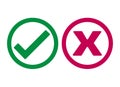 Checkmark and X or Confirm and Deny Icon Royalty Free Stock Photo