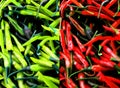 Red and Green Chili Pepers Background. Royalty Free Stock Photo