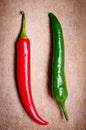 Red and green chili peppers Royalty Free Stock Photo