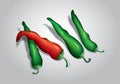 Red and green chili peppers