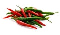 Red and Green Chili peppers on white background Royalty Free Stock Photo