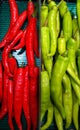 red green chili in supermarket Royalty Free Stock Photo