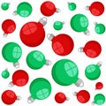 Red and green christmas decorative balls seamless pattern on white, stock vector illustration Royalty Free Stock Photo