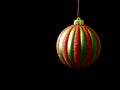 Red and Green Christmas ornament on black Royalty Free Stock Photo