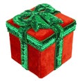 Red and Green Christmas Present Box with Bow Royalty Free Stock Photo