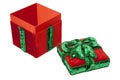 Red and Green Christmas Present Box with Bow Royalty Free Stock Photo