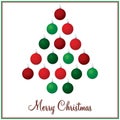 Red and green Christmas tree bauble card Royalty Free Stock Photo