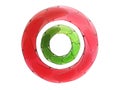 Red and green circular glass abstract design