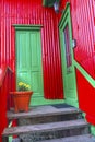 Red Green Corrugated Iron House Street Reykjavik Iceland