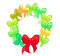 Red and Green Cute Bows Wreath