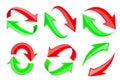 Red and green 3d arrows. Recycle signs set Royalty Free Stock Photo