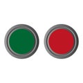 Red and green 3d buttons. Round glass web icons. Vector illustration Royalty Free Stock Photo