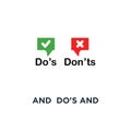 red and green do's and don 'ts bubble icon, symbol simple cartoon trend modern info logotype graphic design concept of rules of